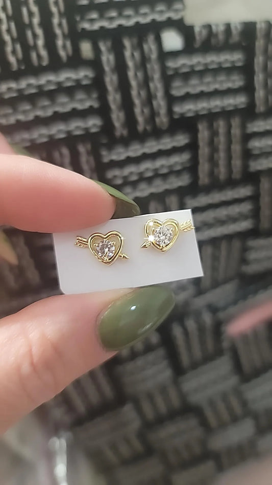 ARETES DE CORAZON CON FLECHA