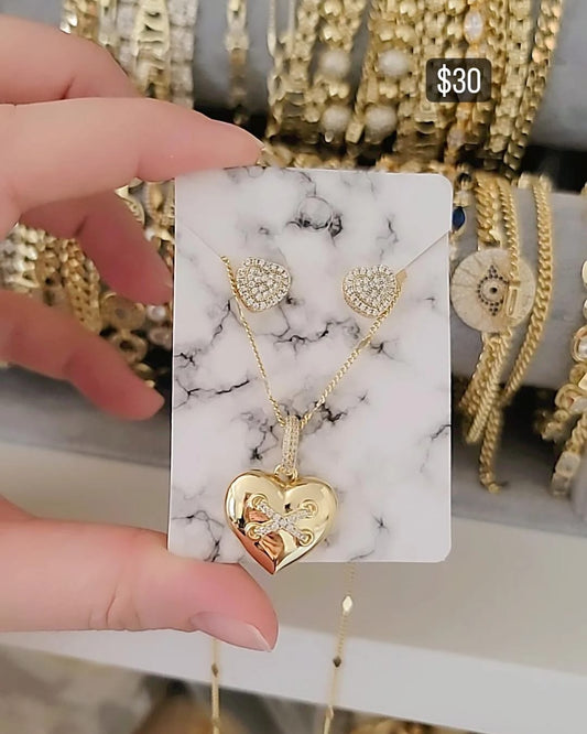 SET DE CORAZON CON ZIRCONIA