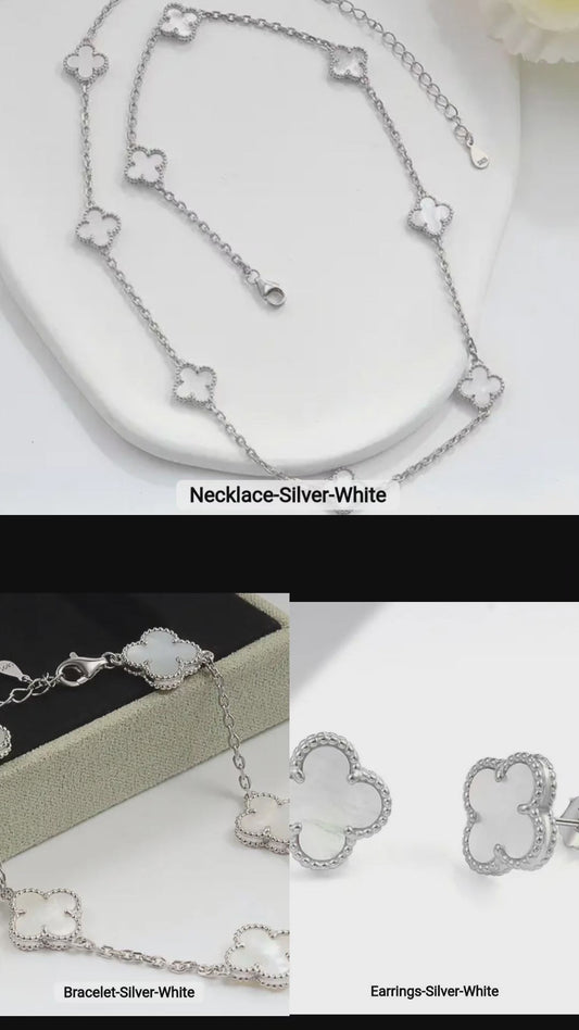 SET CLOVER BLANCO EN PLATA 925